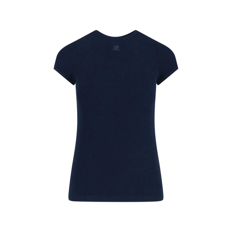Courrèges T-Shirt Tone-On-Tone Logo T-Shirt – Navy Blue Blue