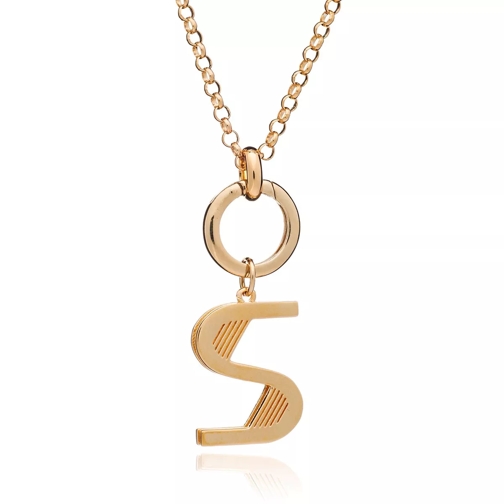 Rachel Jackson London Oversized Alphabet S Pendant Necklace Yellow Gold Lange Halsketting