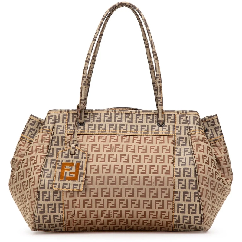 Fendi Shopper Zucchino Nylon and Spalmati Grande Pillow Tote braun