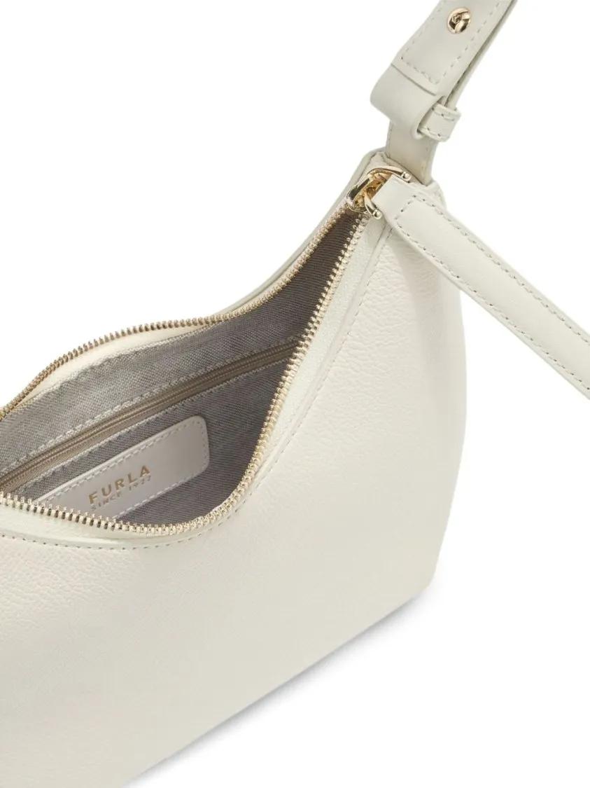 Furla Hobo bags Curved Cream Shoulder Bag With Two-Way Zip Fasteni in beige