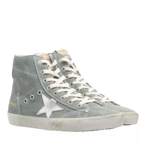 Golden Goose Suede Upper Shoes Green Silver White High-Top Sneaker