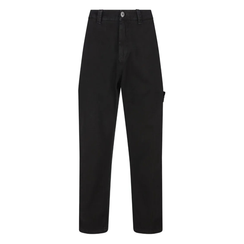 Stone Island Jeans Straight-Leg Utility Pants With Mid-Rise Waist Black