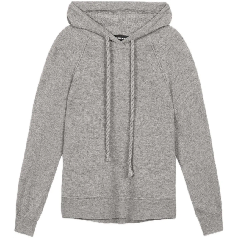 REPEAT CASHMERE Weste Terry knit hoodie grau