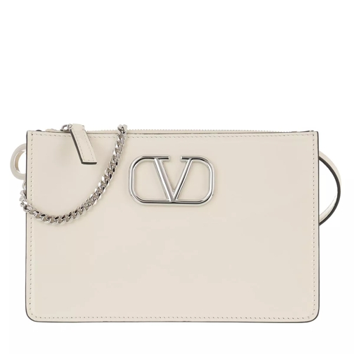 Valentino Garavani Mini V Logo Crossbody Bag Leather Light Ivory Crossbody Bag