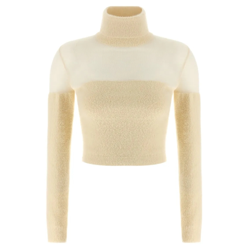 Elisabetta Franchi Trui met col Brushed Insert Turtleneck Sweater Neutrals
