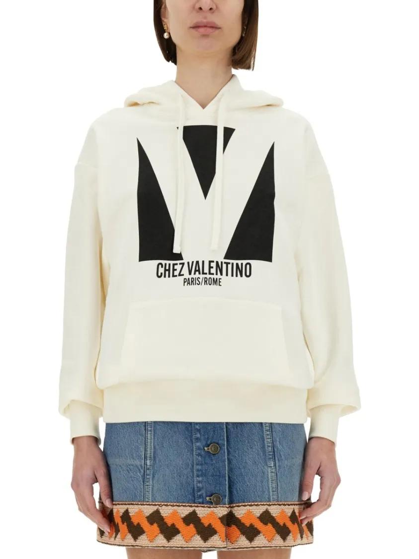 Thumbnail - Valentino Garavani - Cotton Hoodie With Large Graphic Print - Größe XS - beige