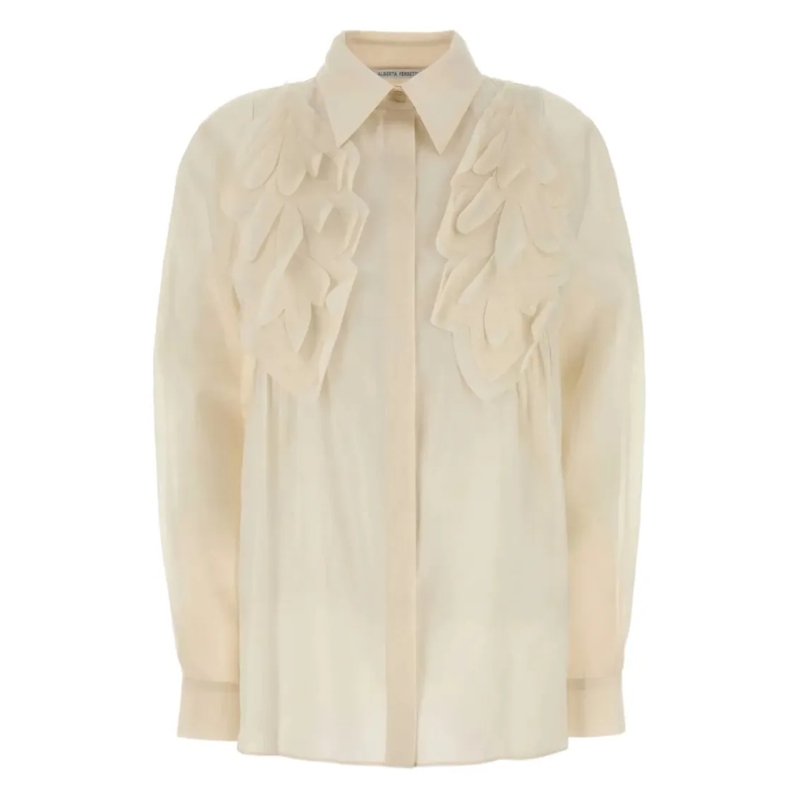 Alberta Ferretti Overhemd Tailored White Shirt With Structured Collar Neutrals