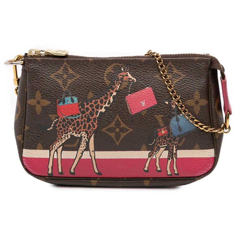 Louis Vuitton Tote Monogram Giraffe Christmas Mini Pochette Accessoir braun