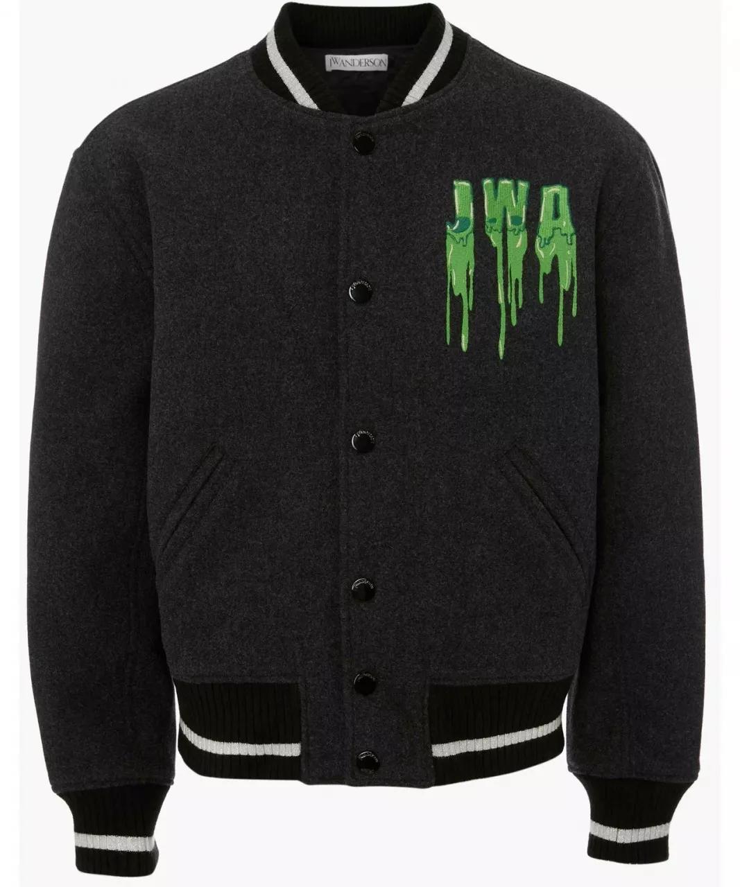 J.W.Anderson - JW ANDERSON Dunkelgrau melierte Collegejacket mit - Größe S - multi