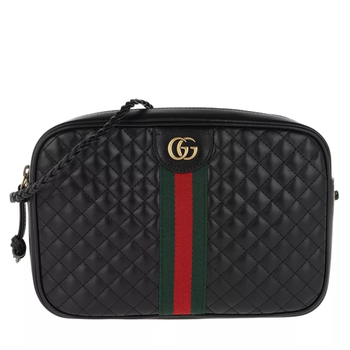 Gucci Small Shoulder Bag Quilted Leather Black Kameraväska