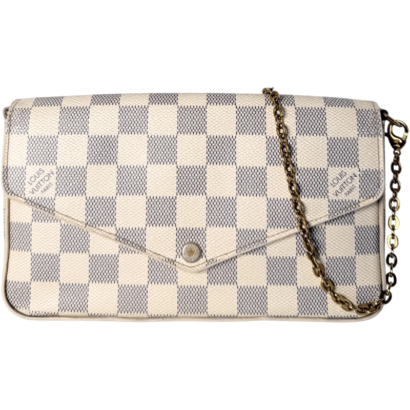 Louis Vuitton Schultertasche Louis Vuitton Felicie Pochette Damier Azur Canvas  beige