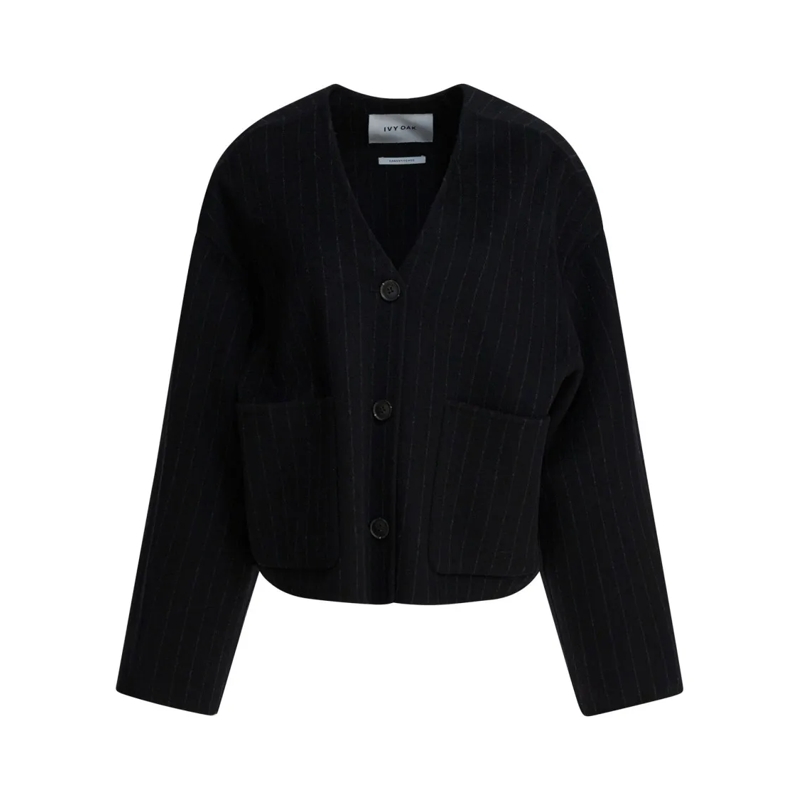 Ivy & Oak Veste de transition Cropped Pinstripe Jacket With Boxy Silhouette Black
