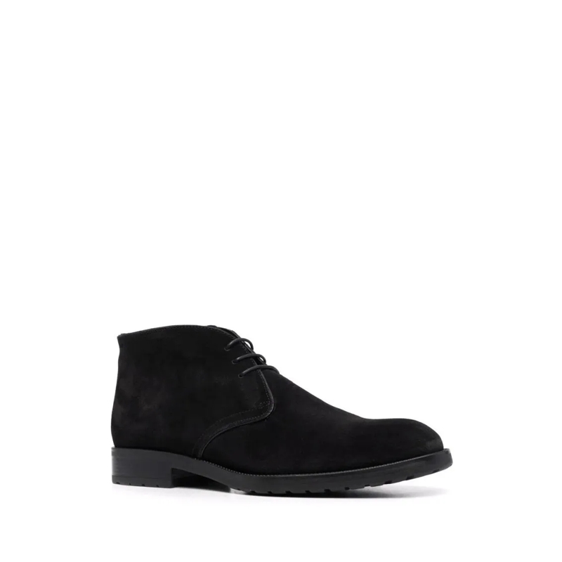 Bally Bottes Minimalist Lace-Up Black Cow Leather Ankle Boots Black
