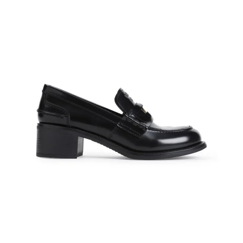 Miu Miu Loafer Black Calf Leather Loafers Black