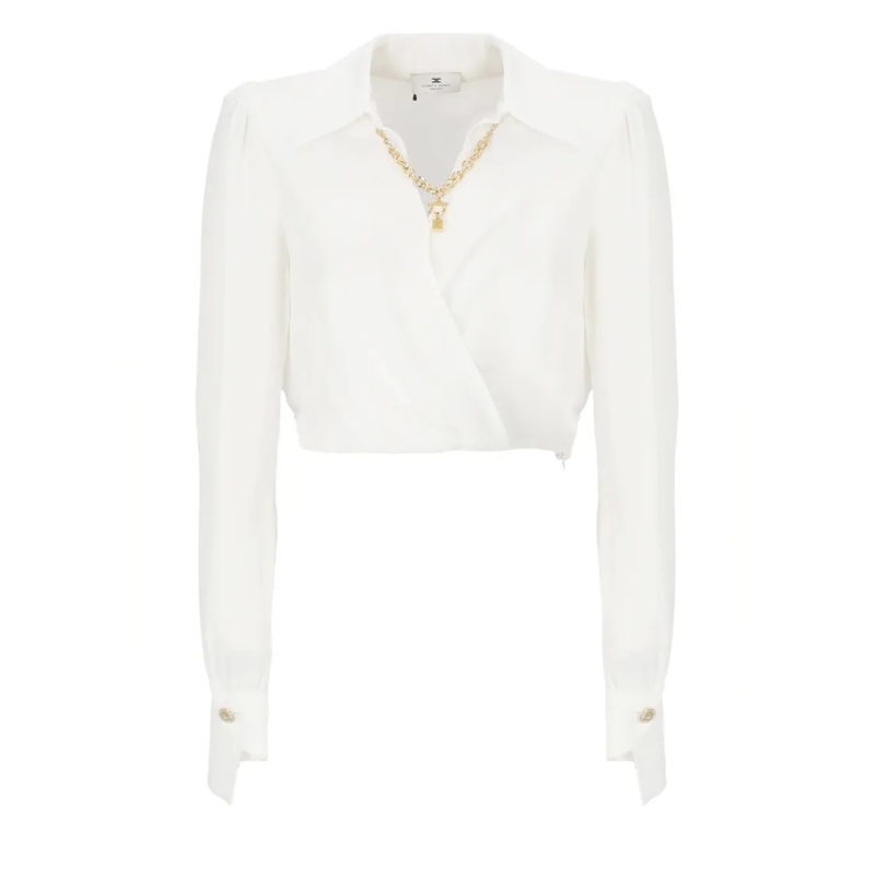Elisabetta Franchi Chemisier Viscose Shirt With Chain Detail White