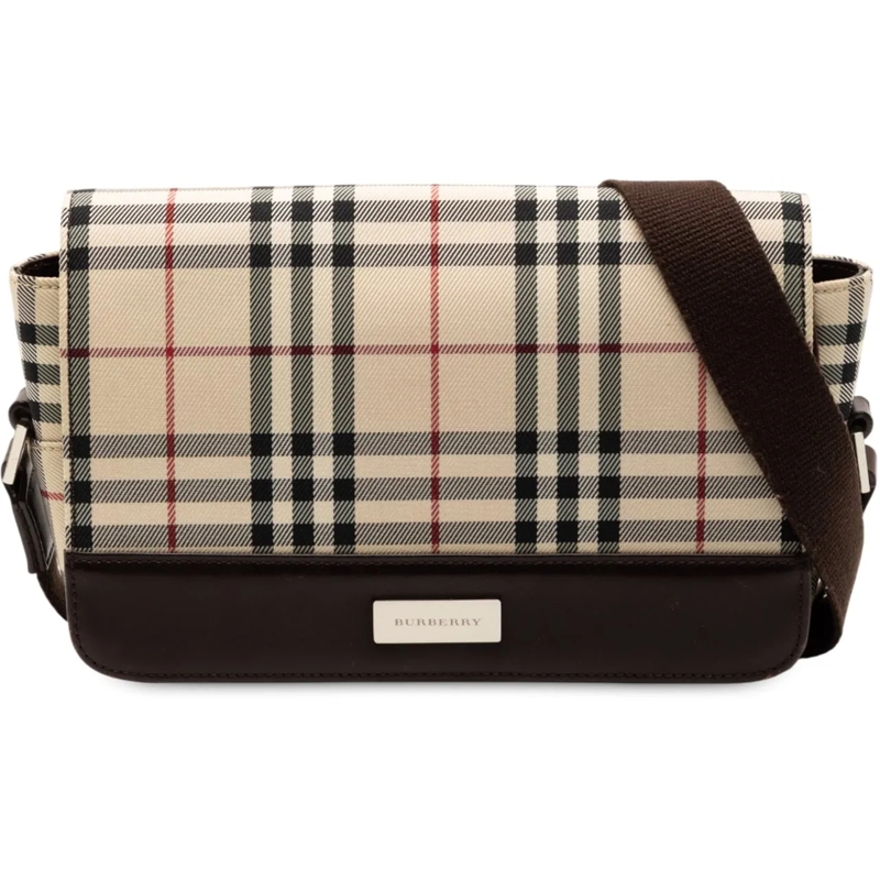 Burberry Schultertasche House Check Canvas Flap Crossbody braun