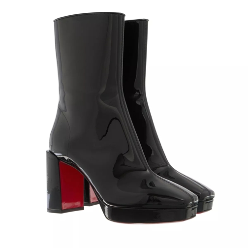 Christian Louboutin Alleo Boots Soft Patent Calf Leather Black/Red Ankle Boot