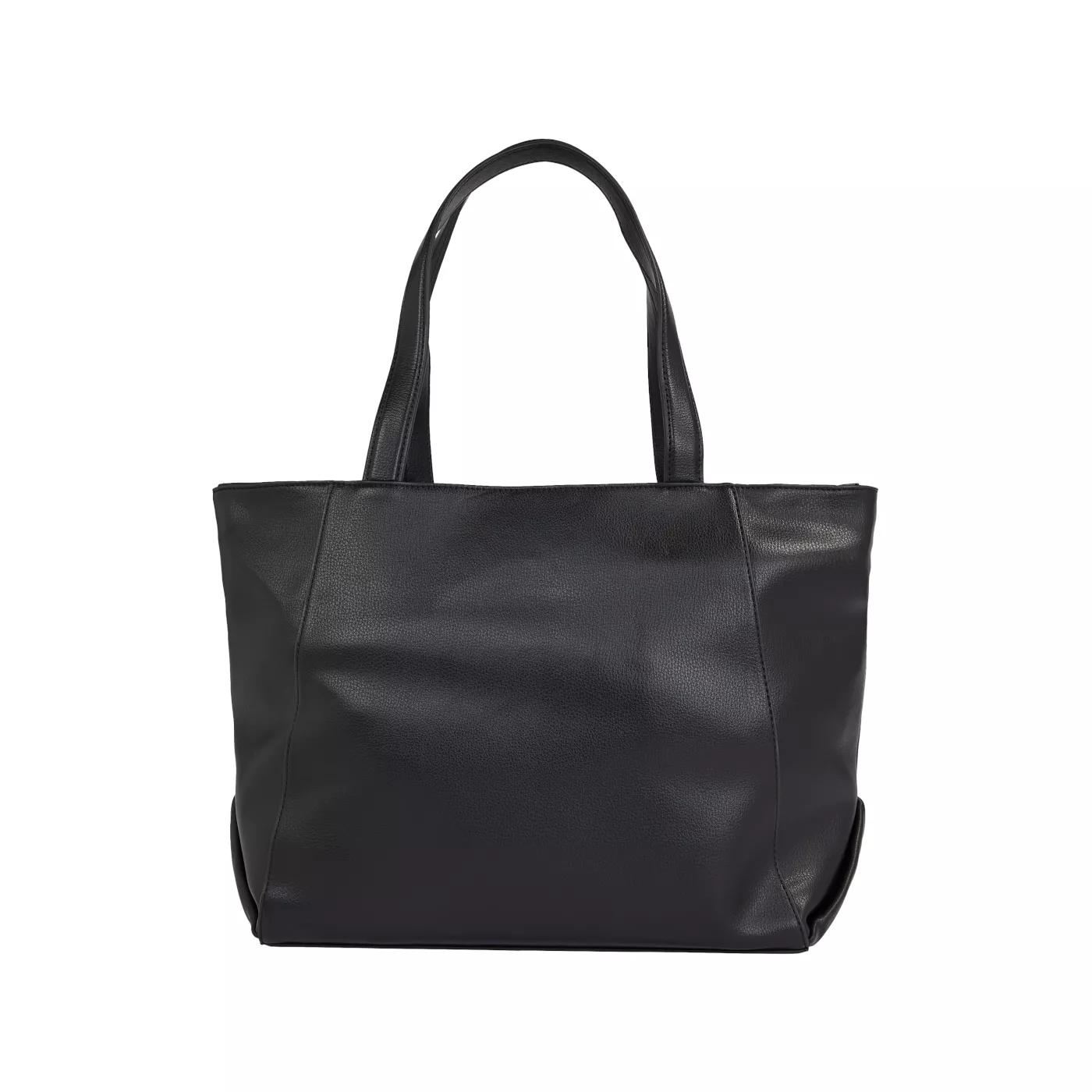 Calvin Klein Zwarte PU Leren Tote Tas met Metalen Logo Black Dames