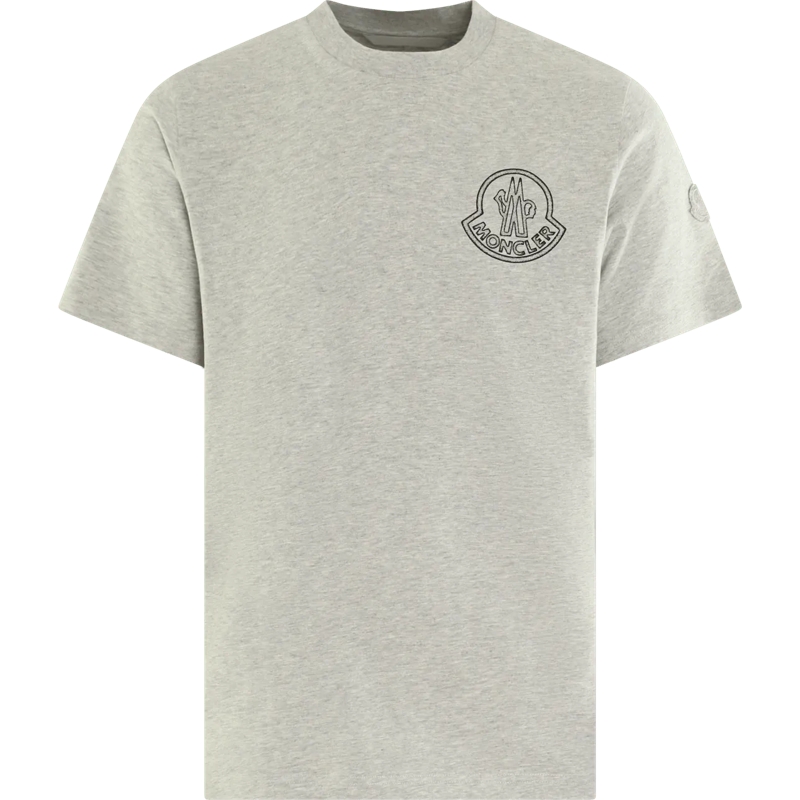 Moncler T-Shirt Heren Raised Logo T-Shirt Grijs grau