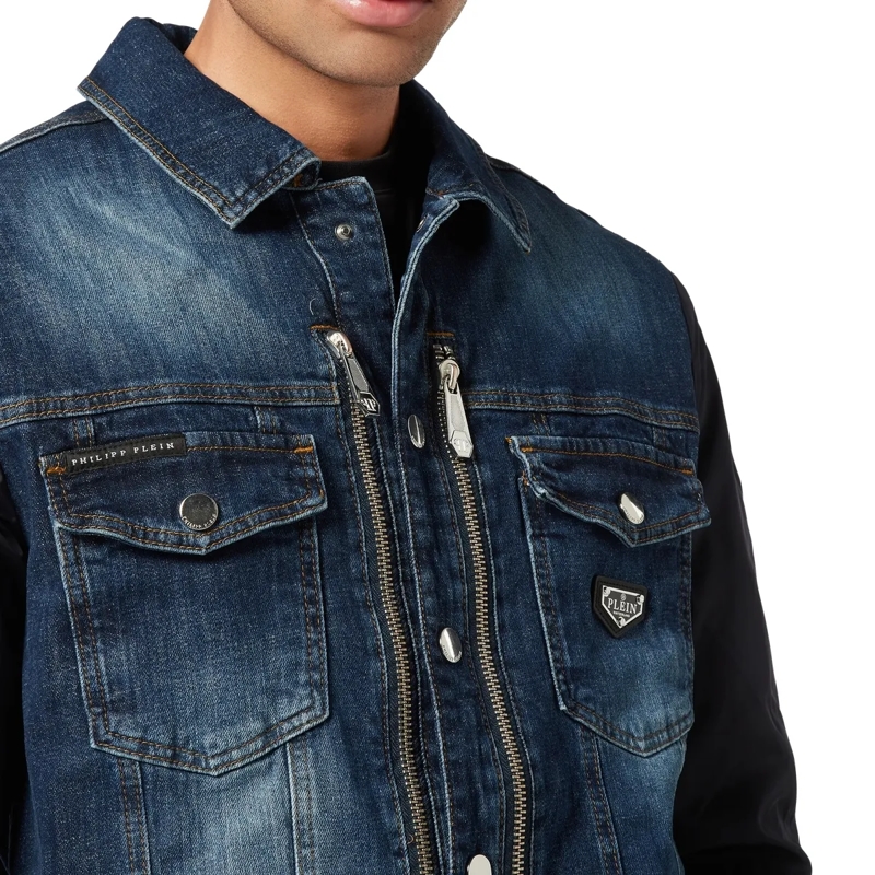 Philipp Plein Übergangsjacke Denim-Jacke College dunkel-blau(Image 5)