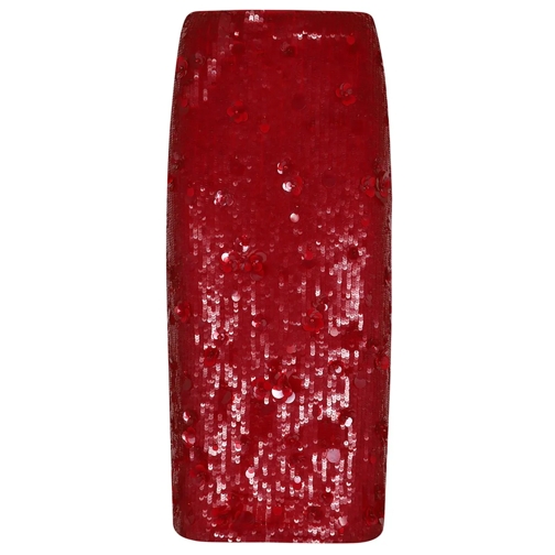 P.A.R.O.S.H. Midi-Röcke Glamorous Sequined Knitted Midi Skirt Red