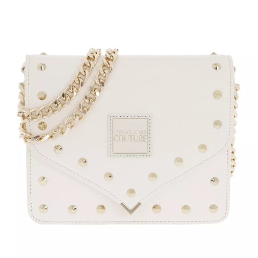 Versace Jeans Couture Golden Chain Quilted Studs Crossbody Bag White Crossbody Bag