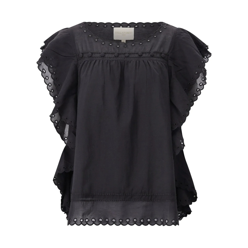 STELLA FOREST Tunika/Kaftan Blusenshirt Jayna mit Stickerei Schwarz