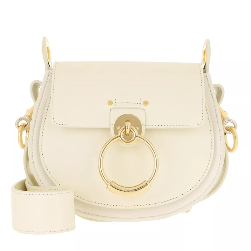 Chloé Tess Shoulder Bag Small Leather White Saddle Bag