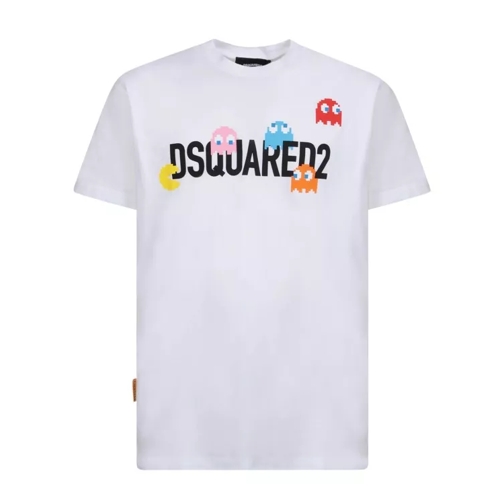 Dsquared2 Pacman Graphic Print Cotton T-Shirt White T-shirts