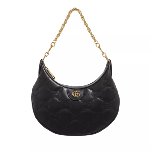 Gucci GG Shoulder Bag Matelassé Leather Black/Natural Hoboväska