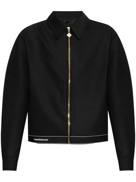 Casablanca - Logo-Print Zipped Bomber Jacket - Größe 50 - schwarz