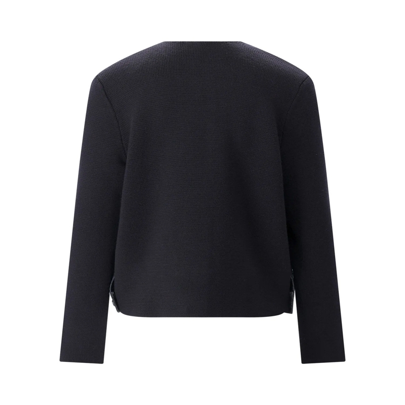Fabiana Filippi Spijkerjasje Jacke aus Denim und Strick dunkelblau(Image 3)