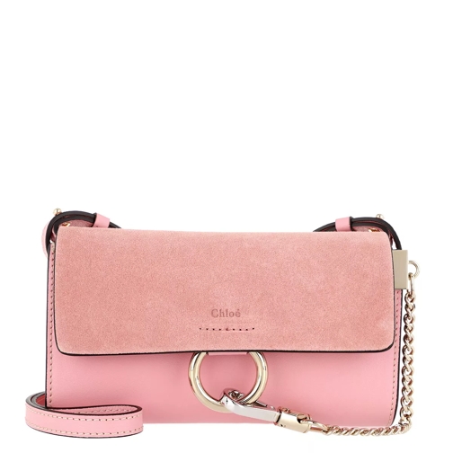 Chloé Faye Wallet On Strap Suede Washed Pink Crossbody Bag