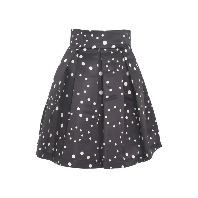 5 Progress Midirok Pleated Skirt With Polka Dots Grey