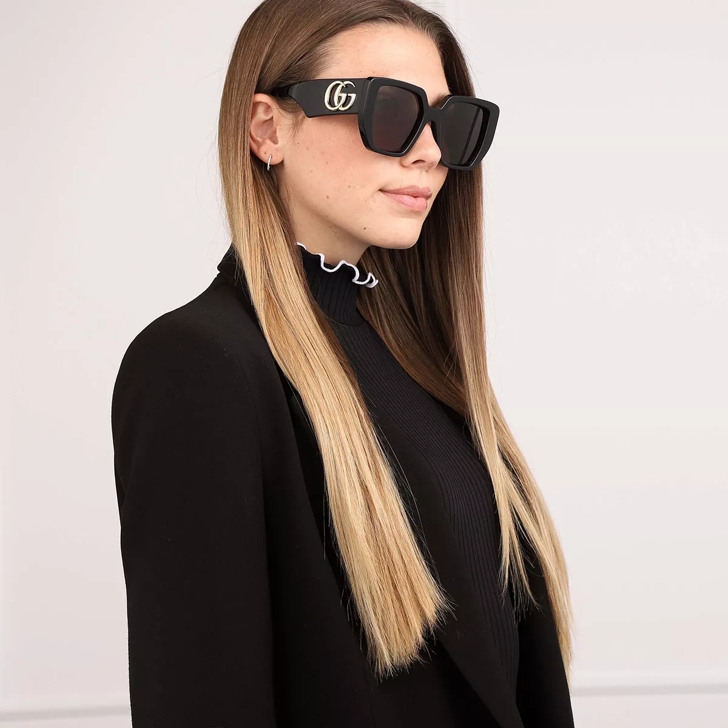 Gucci square acetate sunglasses black best sale