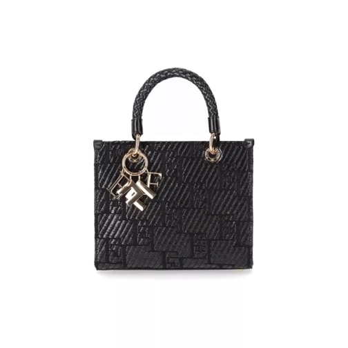 Elisabetta Franchi Black Jacquard Raffia Small Handbag Black Rymlig shoppingväska