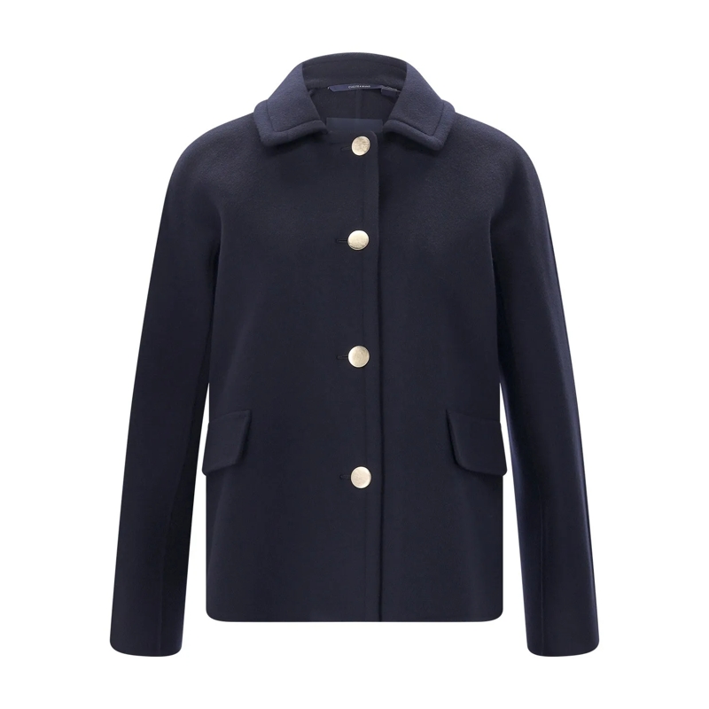 S Max Mara Overgangsjas Kurzer Mantel aus Wolle blau