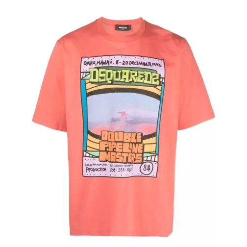 Dsquared2 Graphic-Print Multicolor Cotton T-Shirt Orange 