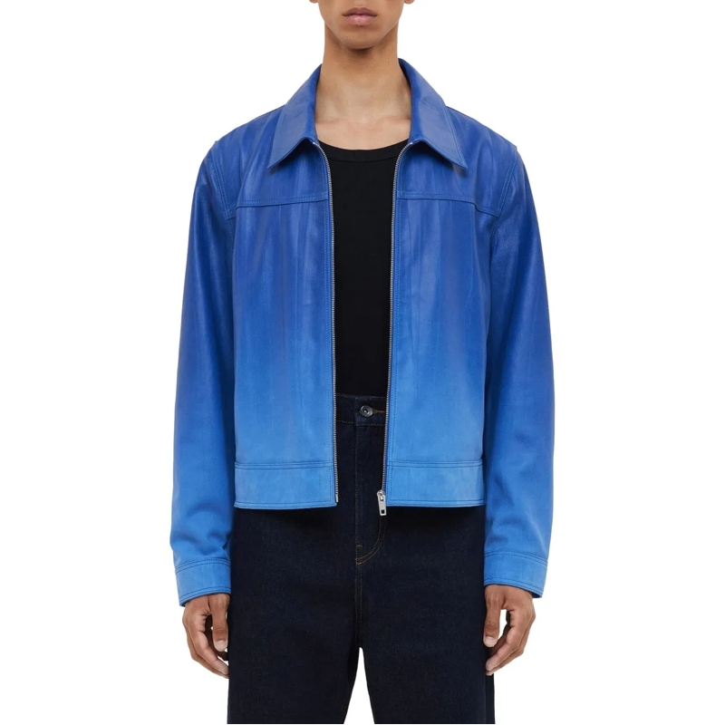 Flâneur Daunenjacke Leather Moto Jacket | Faded Blue blau