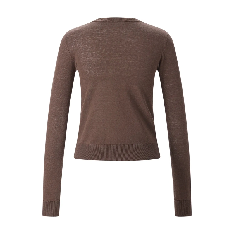 WEEKEND Max Mara Strickjacke Strickjacke Adesso aus Seide & Leinen braun(Image 2)