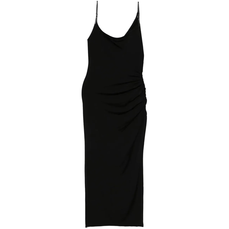 Mugler Midikleid Light Shiny Jersey Dress Black schwarz