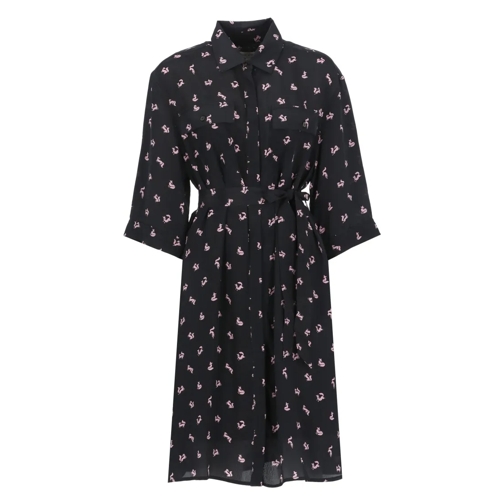 Maison Kitsune Midi Jurken Viscose Chemisier Dress Black