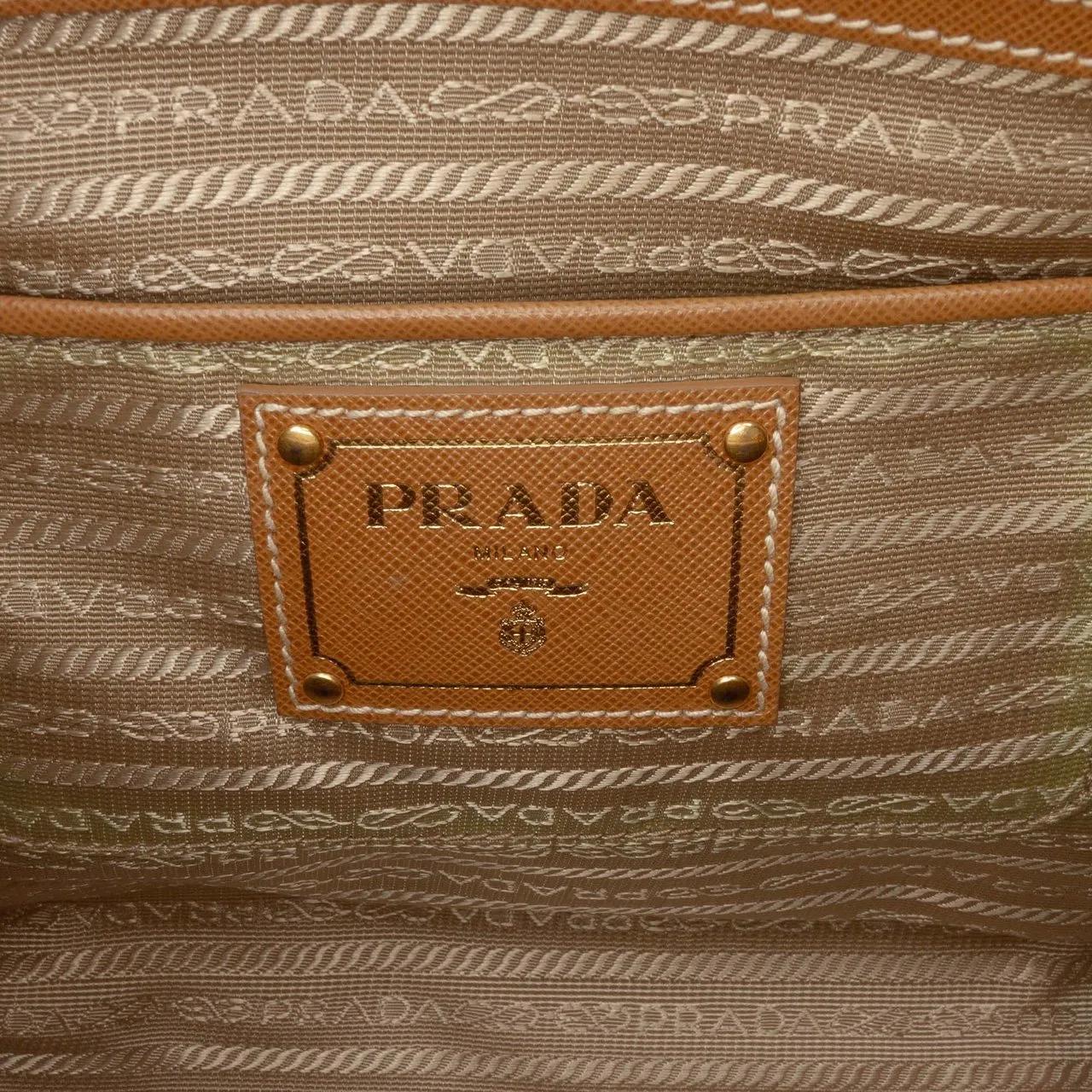 Thumbnail - Prada Hobo Bags - Saffiano Trimmed Canvas Canapa Satchel - Gr. unisize - in Braun - für Damen
