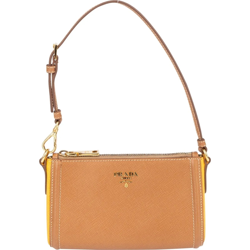 Prada Schultertasche Prada Bicolor Saffiano Leather Mini Handbag braun
