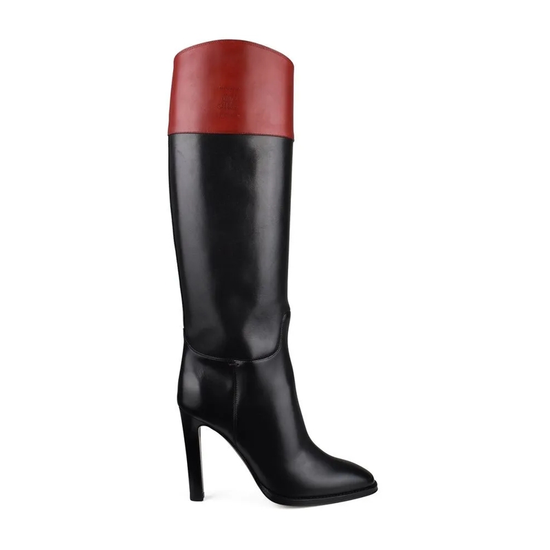 Polo Ralph Lauren Stiefel Knee-High Fascia Boots With Contrasting Red Yoke Black