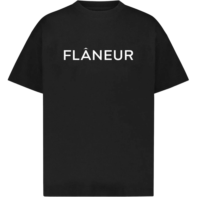 Flâneur T-Shirt Printed Logo T-Shirt | Black schwarz