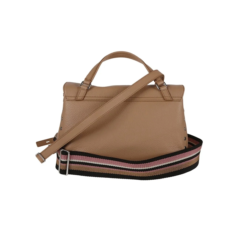 Zanellato Schoudertas Calfskin Handbag With Double Twist Lock Brown