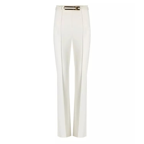 Elisabetta Franchi Ivory Trousers With Belt White 