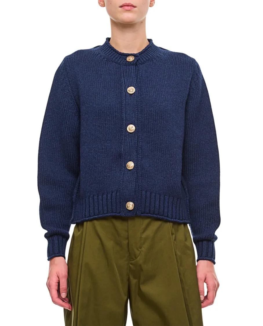 Barrie - Cashmere Crewneck Cardigan - Größe L - blau