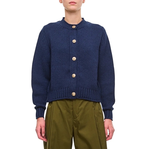 Barrie Cardigan Cashmere Crewneck Cardigan Blue